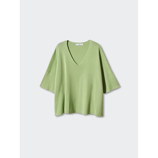 Sweter damski Mango zielony z dekoltem w literę v