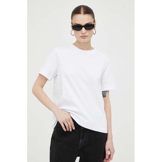 Samsoe Samsoe t-shirt bawełniany CAMINO kolor biały F00012400 ze sklepu ANSWEAR.com w kategorii Bluzki damskie - zdjęcie 156240103