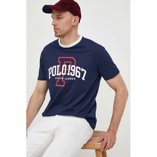 T-shirt męski Polo Ralph Lauren bawełniany na wiosnę z nadrukami 