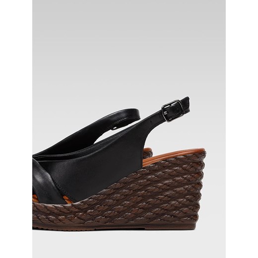 Espadryle damskie czarne Lasocki na koturnie eleganckie 
