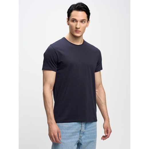 Koszulka męska z bawełny supima granatowa Supiclassic 403 ze sklepu Big Star w kategorii T-shirty męskie - zdjęcie 156254921