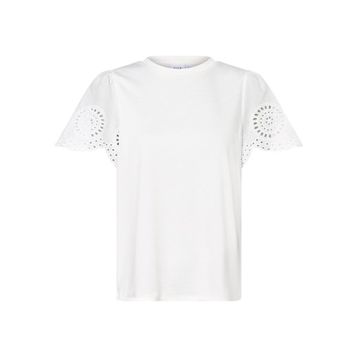 Vila T-shirt damski Kobiety écru jednolity ze sklepu vangraaf w kategorii Bluzki damskie - zdjęcie 156258423