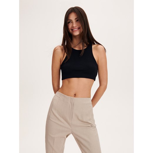 Reserved - Crop top z prążkowanej dzianiny - Czarny Reserved XS Reserved
