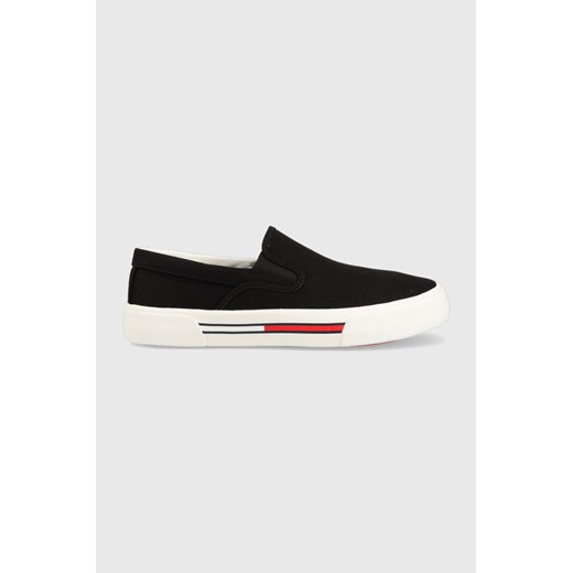 Tommy Jeans tenisówki SLIP-ON SIGNATURE DETAILING damskie kolor czarny Tommy Jeans 40 ANSWEAR.com