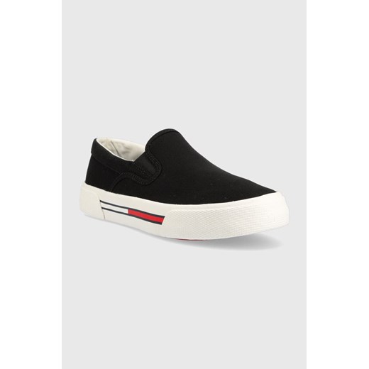 Tommy Jeans tenisówki SLIP-ON SIGNATURE DETAILING damskie kolor czarny Tommy Jeans 39 ANSWEAR.com