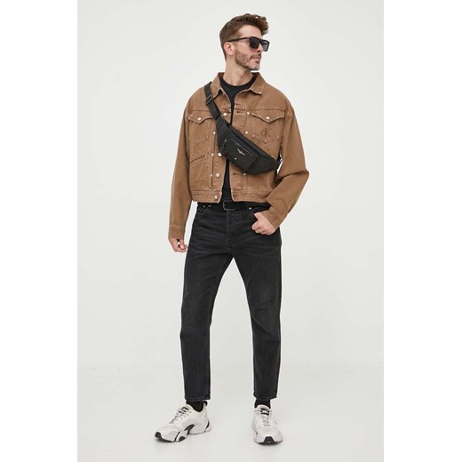 Calvin Klein Jeans kurtka jeansowa męska kolor brązowy przejściowa oversize L ANSWEAR.com