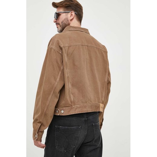 Calvin Klein Jeans kurtka jeansowa męska kolor brązowy przejściowa oversize M ANSWEAR.com