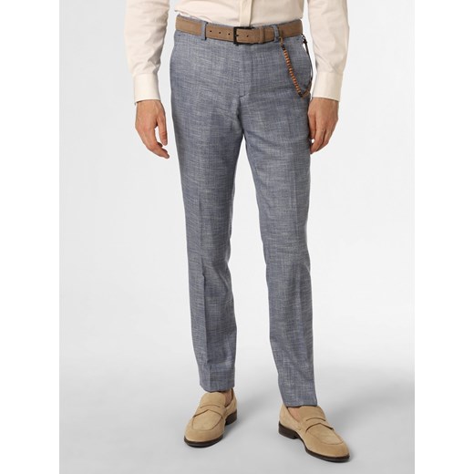 Finshley & Harding Męskie spodnie od garnituru modułowego Mężczyźni Modern Fit niebieski wypukły wzór tkaniny ze sklepu vangraaf w kategorii Spodnie męskie - zdjęcie 156292322