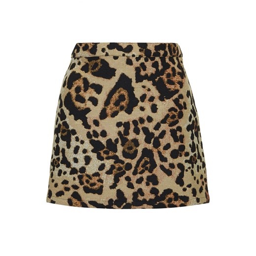 PETITE Jacquard Animal Print Pelmet Skirt topshop brazowy nadruki