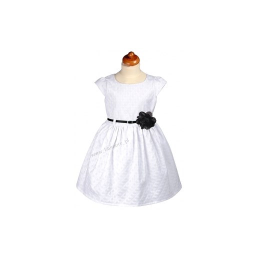 Sukienka drobne groszki  z czarnym paskiem74 - 140 Aristella blumore-pl bialy dziewczęce