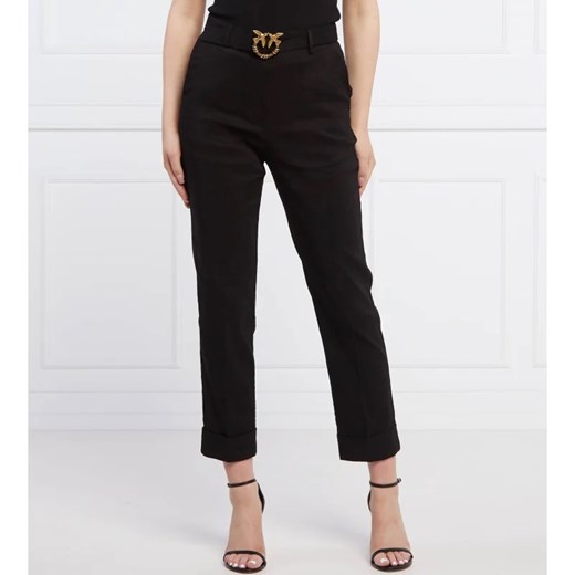 Pinko Lniane spodnie z paskiem PLAZA | Regular Fit ze sklepu Gomez Fashion Store w kategorii Spodnie damskie - zdjęcie 156670543
