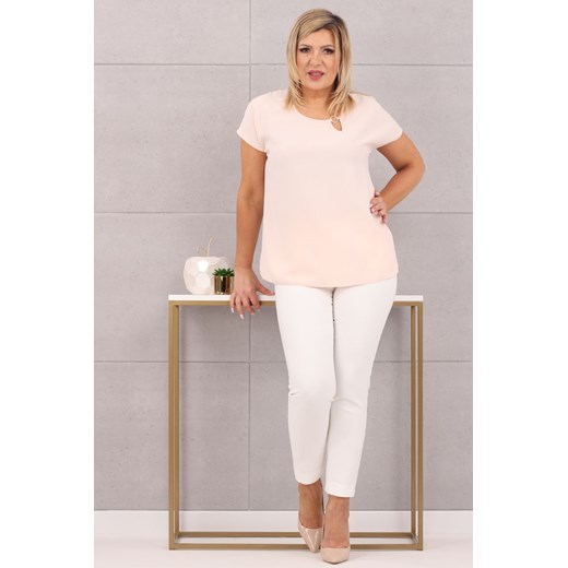 Wizytowa bluzka elegancki materiał morelowa - 44 Femimoda 46 femimoda.pl