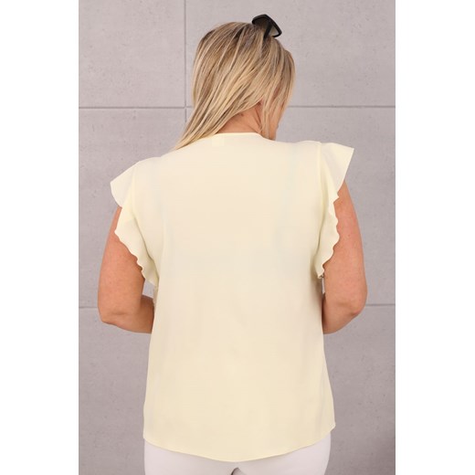 Elegancka bluzka z ozdobnym rękawkiem żółta - 48 Femimoda 50 femimoda.pl