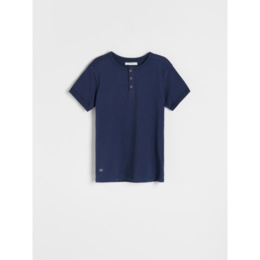 Reserved - Bawełniany t-shirt henley - Granatowy Reserved 164 (13 lat) Reserved