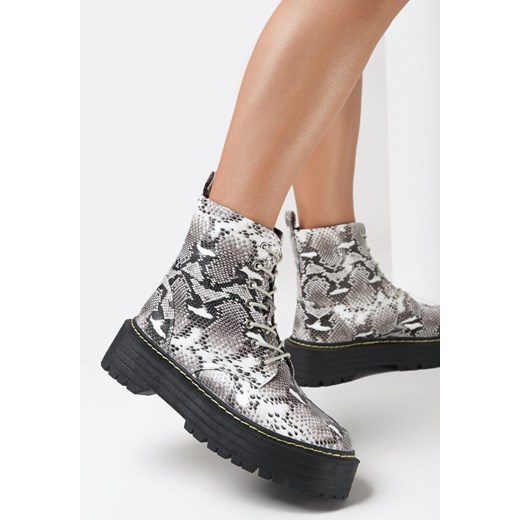 Szare Wężowe Botki Magdove 38 wyprzedaż born2be.pl