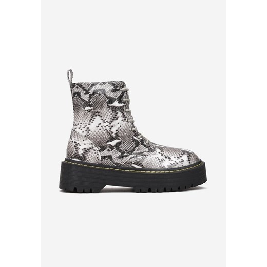 Szare Wężowe Botki Magdove 38 wyprzedaż born2be.pl