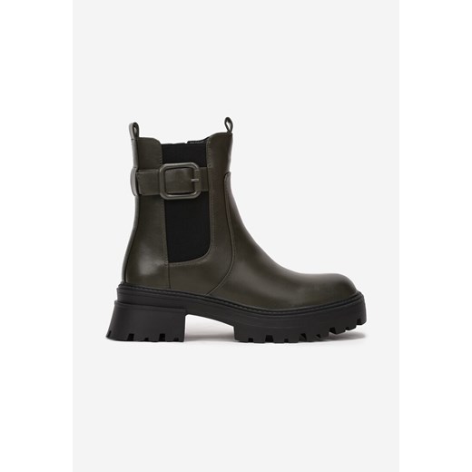 Born2be botki jesienne zielone casual z zamkiem
