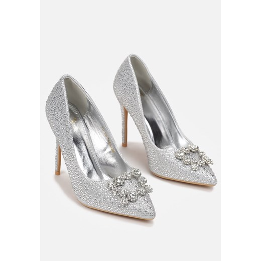 Srebrne Szpilki z Brokatem i Cyrkoniami Deina 36 wyprzedaż born2be.pl