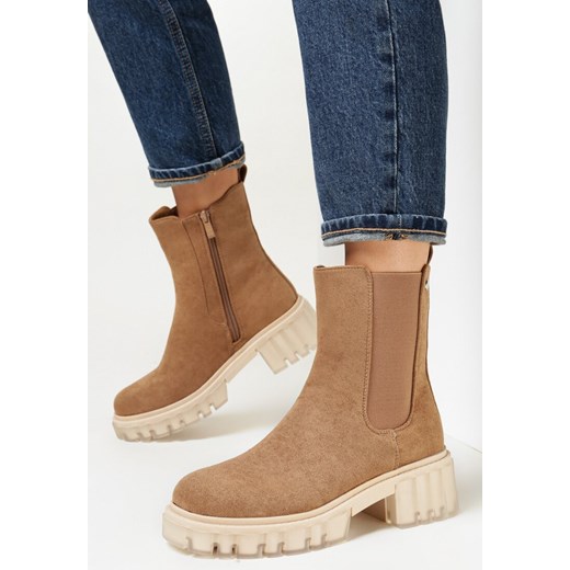 Born2be botki na płaskiej podeszwie na zamek zamszowe 