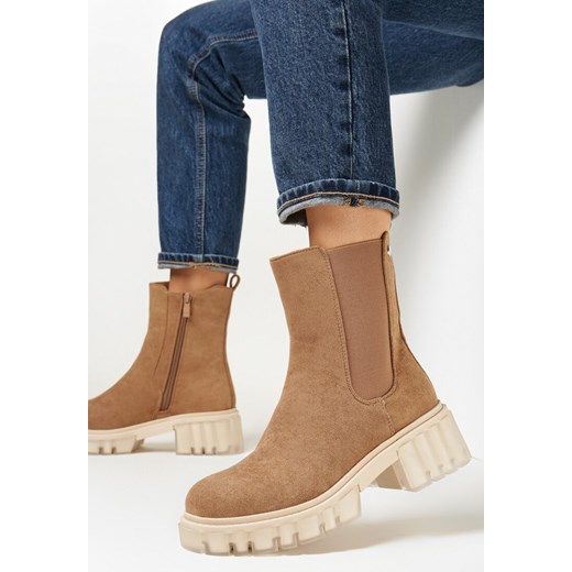 Botki Born2be na płaskiej podeszwie zamszowe casual 
