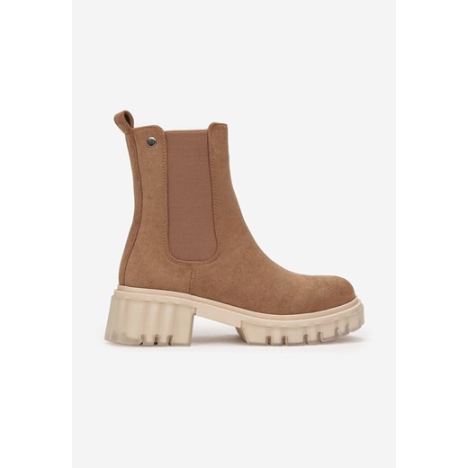 Born2be botki zamszowe na płaskiej podeszwie na zamek 