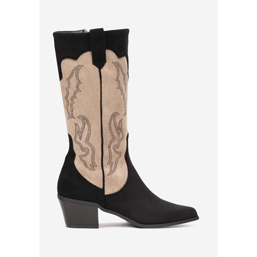 Czarne Kozaki Kowbojki na Stożku z Przeszyciami Dormo 39 wyprzedaż born2be.pl