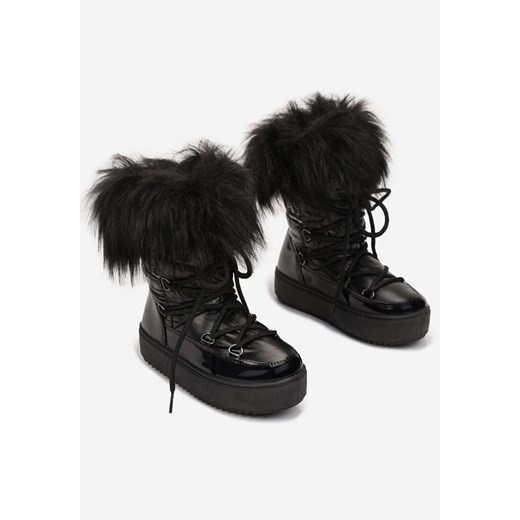 Czarne buty zimowe dziecięce Born2be śniegowce 