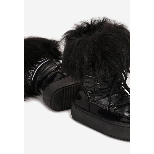 Czarne Lakierowane Śniegowce na Platformie z Futerkiem Neake 30 born2be.pl okazja