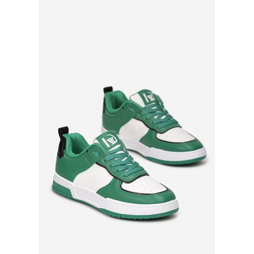 Born2be buty sportowe damskie sneakersy zielone płaskie sznurowane 