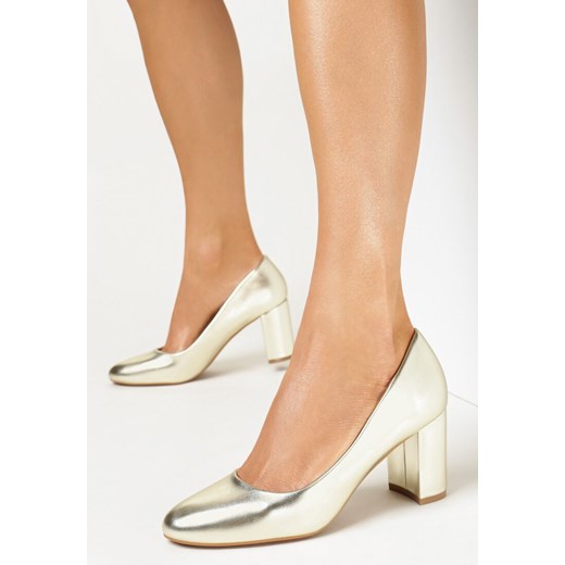 Złote Czółenka na Słupku Romane 41 okazyjna cena born2be.pl