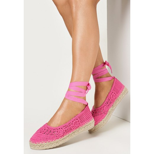 Fuksjowe Espadryle na Platformie z Plecionki Cinno ze sklepu born2be.pl w kategorii Espadryle damskie - zdjęcie 156760771