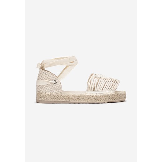 Born2be espadryle damskie z klamrą boho beżowe na platformie