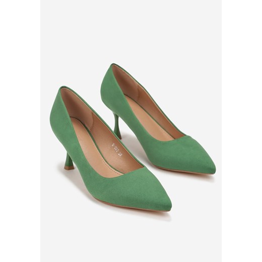 Zielone Czółenka na Szpilce Charlsie 38 okazja born2be.pl
