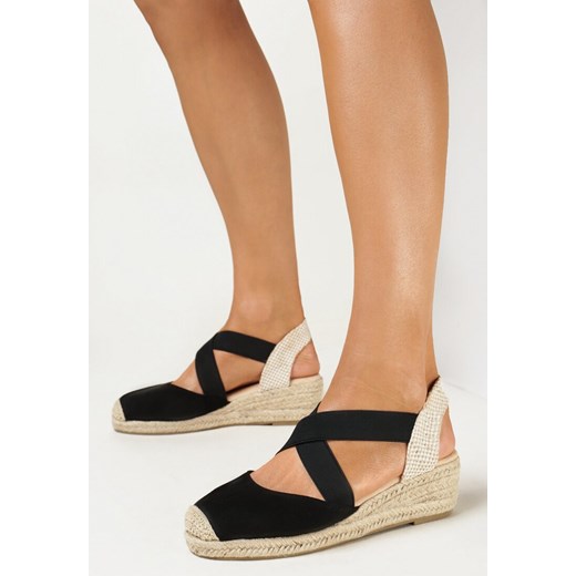 Espadryle damskie Born2be eleganckie na koturnie z klamrą 