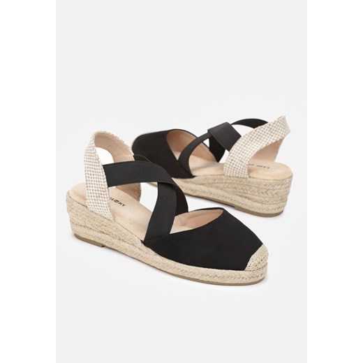 Espadryle damskie czarne Born2be z klamrą eleganckie 