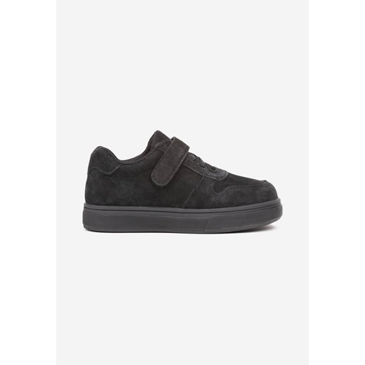 Czarne Buty Sportowe na Rzep ze Skóry Naturalnej Damalona ze sklepu born2be.pl w kategorii Buty sportowe dziecięce - zdjęcie 156773540