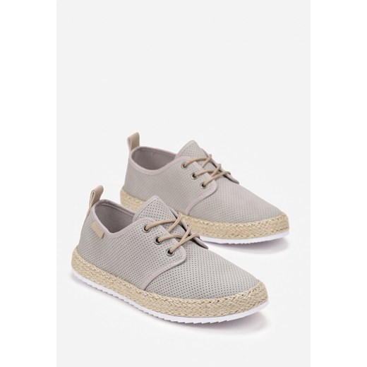 Espadryle męskie szare Born2be casual sznurowane 