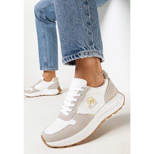 Buty sportowe damskie Born2be sneakersy białe sznurowane