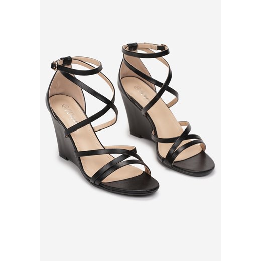Born2be sandały damskie czarne eleganckie 
