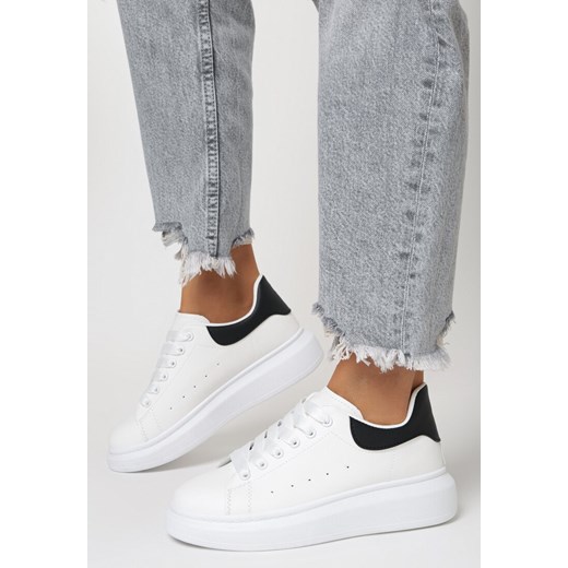 Buty sportowe damskie białe Born2be sneakersy casualowe sznurowane