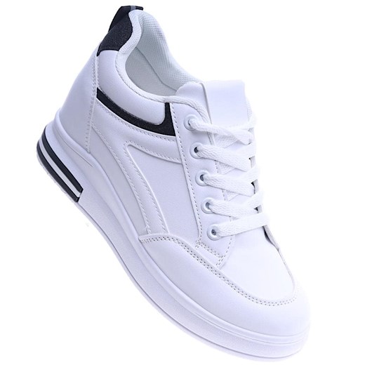 Buty sportowe damskie casualowe białe na wiosnę na koturnie