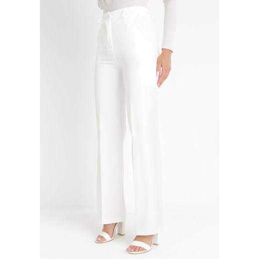 Białe Spodnie Cygaretki w Kant z Wysokim Stanem Jexa ze sklepu Born2be Odzież w kategorii Spodnie damskie - zdjęcie 156821624