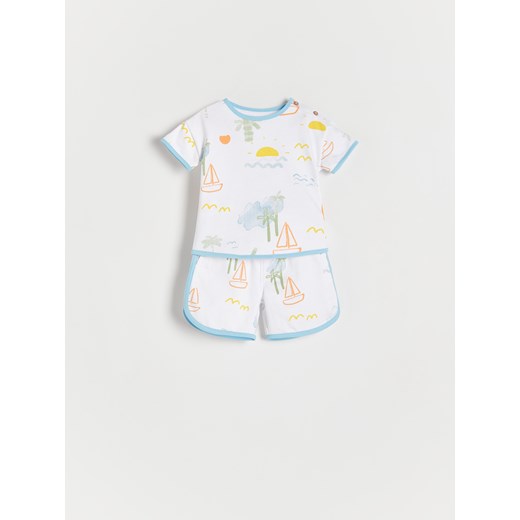 Reserved - Bawełniany komplet z nadrukiem - biały ze sklepu Reserved w kategorii Komplety niemowlęce - zdjęcie 156828673