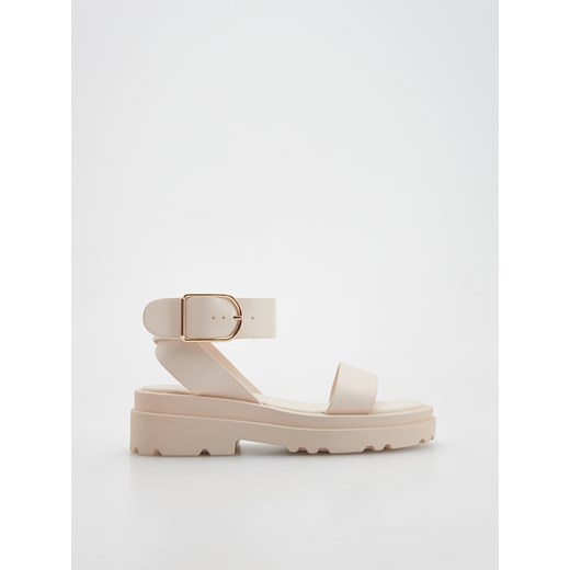 Reserved - Skórzane sandały na grubej podeszwie - Beżowy Reserved 37 Reserved