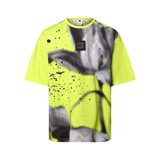 BOSS Green T-shirt męski Mężczyźni Bawełna cytrynowy wzorzysty ze sklepu vangraaf w kategorii T-shirty męskie - zdjęcie 156835151