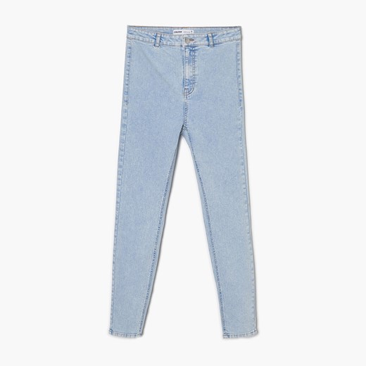 Cropp - Jeansy skinny z efektem sprania - Niebieski Cropp 42 Cropp