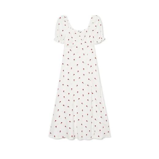 Cropp - Kremowa sukienka midi w róże - kremowy ze sklepu Cropp w kategorii Sukienki - zdjęcie 156855814