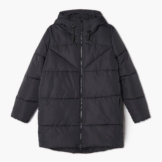 Cropp - Czarna kurtka puffer z kapturem - Czarny Cropp XS wyprzedaż Cropp