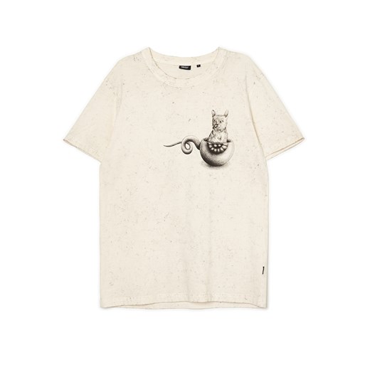 Cropp - T-shirt z nadrukami - kremowy ze sklepu Cropp w kategorii T-shirty męskie - zdjęcie 156856734