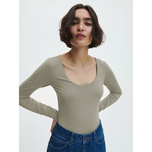 Reserved - Body slim fit - Khaki Reserved S promocyjna cena Reserved